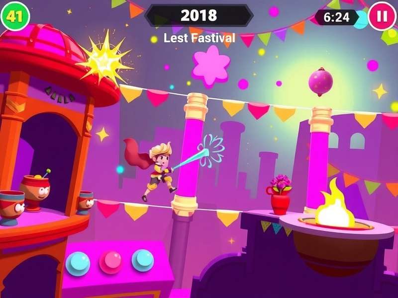 Holi Haze Heroic game screenshot showing colorful festival action